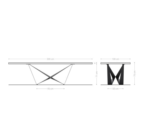 Jídelní stůl Edge 300x100x4 přírodní dub podnož křížová plochá ocel černá nepravidelný okraj - Image 6