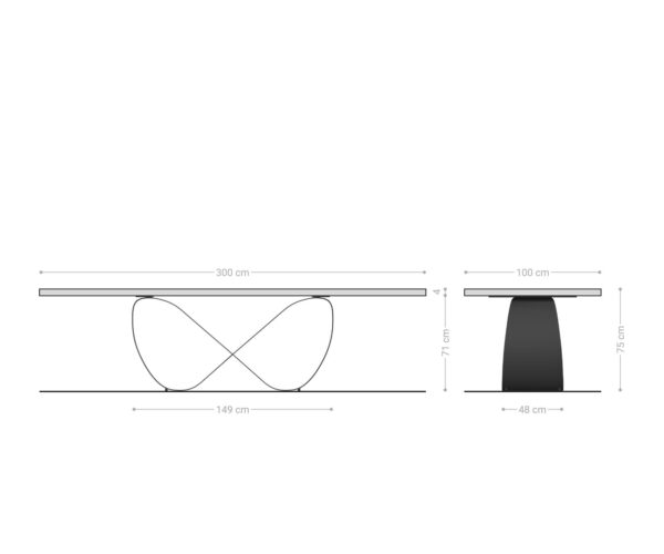Jídelní stůl Edge 300x100x4 přírodní dub podnož Infinity kov černá nepravidelný okraj - Image 6