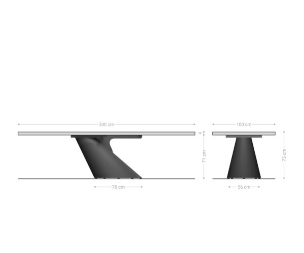 Jídelní stůl Edge 300x100x4 přírodní dub podnož Cono metalická stříbrná nepravidelný okraj - Image 7