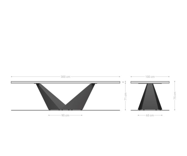 Jídelní stůl Edge 300x100x4 Přírodní dub podnož Prisma metalická stříbrná nepravidelný okraj - Image 7
