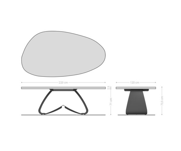 Jídelní stůl Edge oval 220x120x2,5 přírodní dub podnož ve tvaru "W" kovová černá Flow-Edge - Image 7