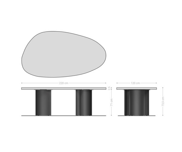 Jídelní stůl Edge oval 220x120x2,5 přírodní dub podnož Troa kov černá Flow-Edge - Image 7