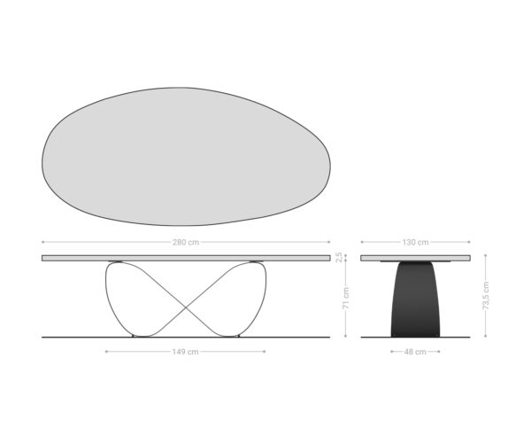 Jídelní stůl Edge oval 280x130x2,5 Přírodní dub podnož Infinity Metal black Flow-Edge - Image 6