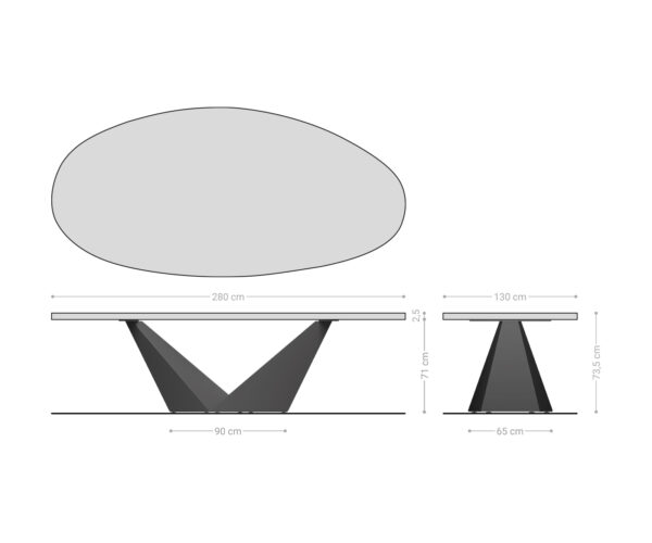 Jídelní stůl Edge oval 280x130x2,5 Přírodní dub podnož Prisma Metallic Silver Flow-Edge - Image 7