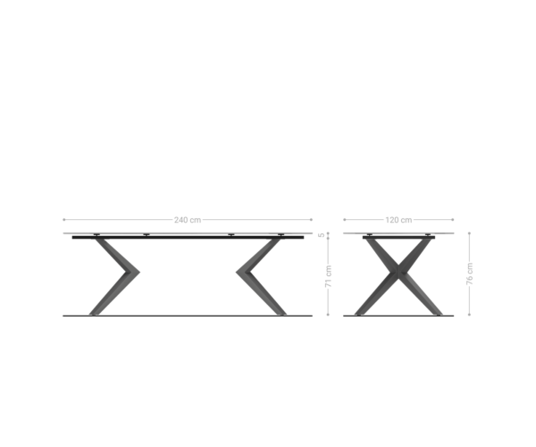 Jídelní stůl Edge boot 240x120 reliéfní sklo perleťové 3D design podnož Zenthara hranatá kov bílá - Image 6