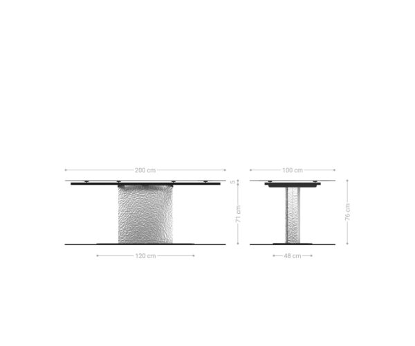 Jídelní stůl Edge 180-220x90 sklo antická hnědá podnož Wave nerezová ocel rozkládací - Image 6
