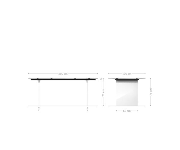 Jídelní stůl Edge 200x100 sklo antická hnědá sklo s podnožem - Image 6