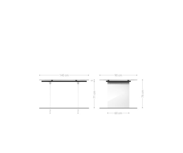 Jídelní stůl Edge 140x90 keramika Laminam®Nero Greco antracitová podnož sklo - Image 6