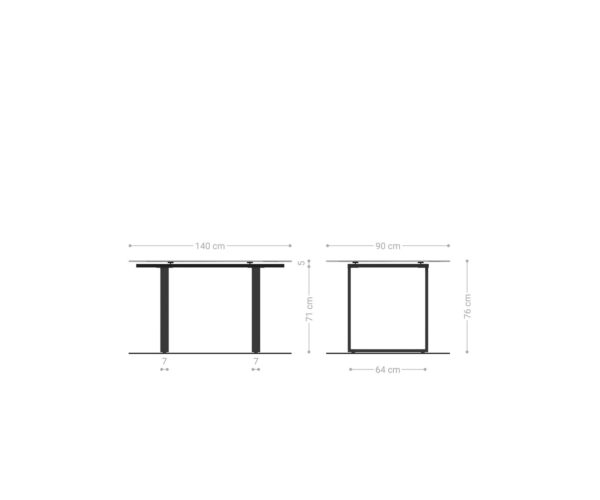 Jídelní stůl Edge 140x90 keramika Laminam®Nero Greco antracitová nerezová úzká - Image 6