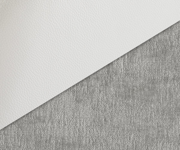 Jídelní židle Abelia-Flex s područkami mix materiálů pravá kůže bílo stříbrno šedá křížová podnož široká bílá 360° otočná houpací funkce - Image 3