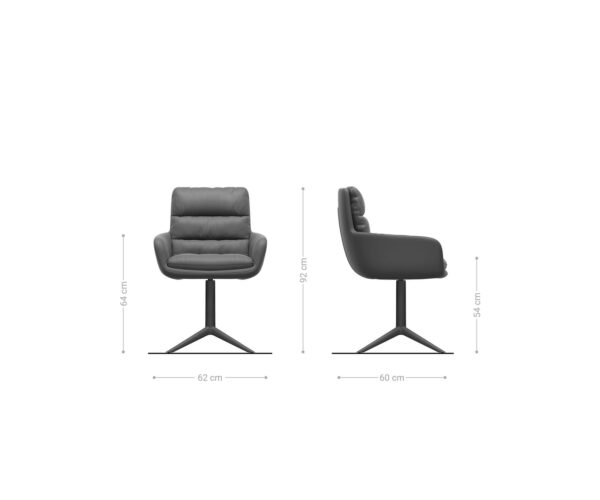 Jídelní židle Abelia-Flex s područkami mix materiálů pravá kůže bílo-stříbrnošedá podnož bílá otočná o 360° houpací funkce - Image 6