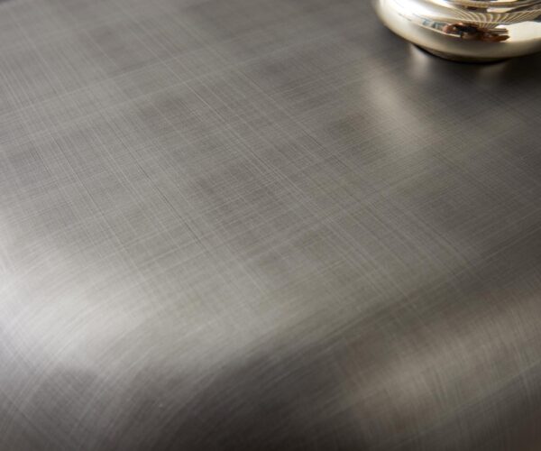 Konferenční stolek Tanju 90x90 cm metalická stříbrná reliéfní sklo šedé - Image 3