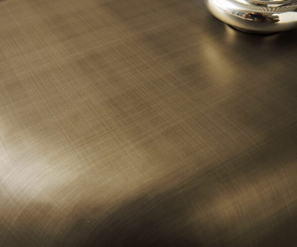 Konferenční stolek Blaise 100x100 cm metalická zlatá reliéfní sklo taupe - Image 3