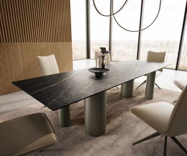 Jídelní stůl Edge 300x100 Keramický Laminam®Noir Desir Brown Pilier Kovový efekt Povrchová úprava Titanium - Image 7