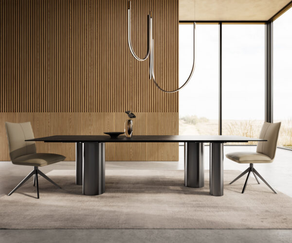 Jídelní stůl Edge 300x100 Keramika Laminam®Noir Desir Hnědá Pilier Nerezová ocel Grafitová - Image 2