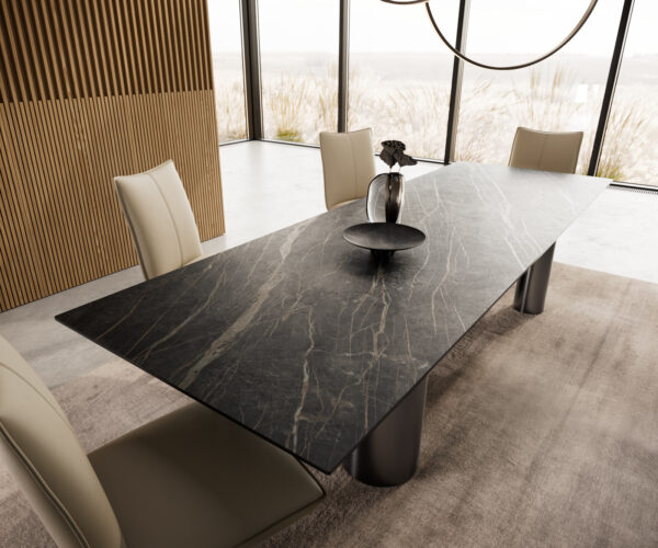 Jídelní stůl Edge 300x100 Keramika Laminam®Noir Desir Hnědá Pilier Nerezová ocel Grafitová - Image 4