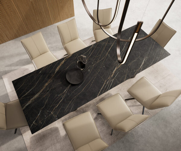Jídelní stůl Edge 300x100 Keramika Laminam®Noir Desir Hnědá Pilier Nerezová ocel Grafitová - Image 6
