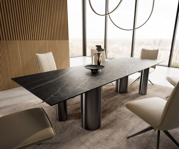 Jídelní stůl Edge 300x100 Keramika Laminam®Noir Desir Hnědá Pilier Nerezová ocel Grafitová - Image 8