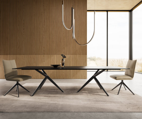 Jídelní stůl Edge 300x100 keramický Laminam®Noir Desir hnědý Estelar kulatý kovový černý - Image 2