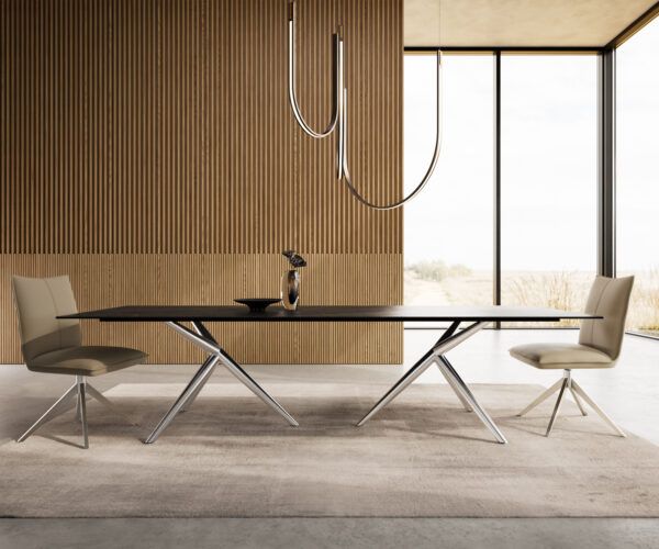 Jídelní stůl Edge 300x100 Keramický Laminam®Noir Desir Brown Estelar kulatý nerezová ocel - Image 2