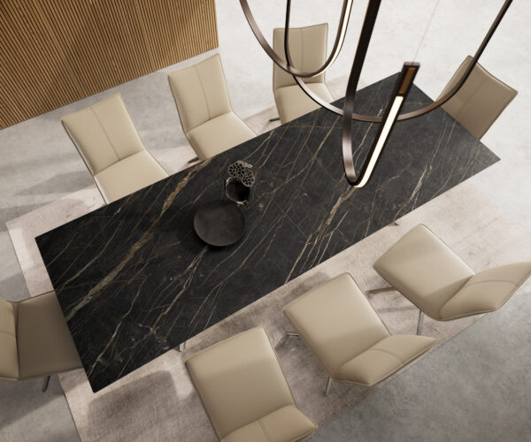 Jídelní stůl Edge 300x100 Keramický Laminam®Noir Desir Brown Estelar kulatý nerezová ocel - Image 6