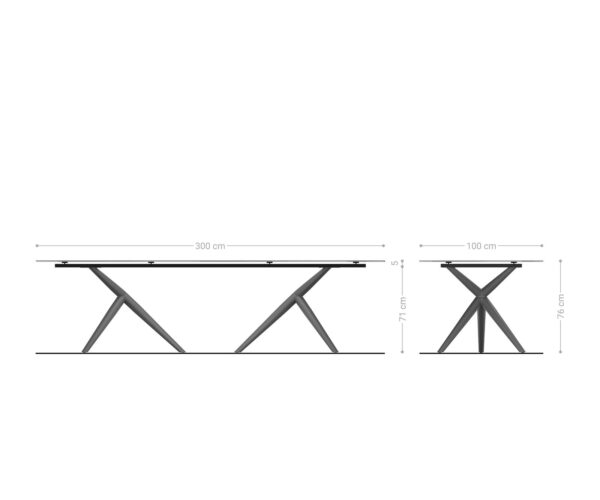 Jídelní stůl Edge 300x100 keramický Minas Melange bílo-béžový Estelar kulatý povrch s kovovým efektem titanový - Image 7