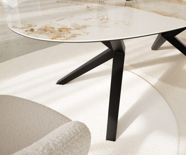 Jídelní stůl Edge Oval 220x120 keramický Minas Melange bílo-béžový Zenthara hranatý kovový černý - Image 5