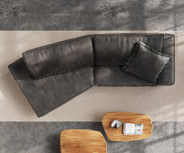 Velká pohovka Snoosh 400x150 cm z mikrovlákna černá vintage recamiere levá - Image 8