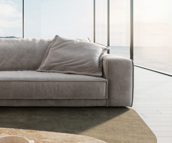 Velká pohovka Snoosh 400x150 cm strukturovaná látka měkká šedá rekamera levá - Image 5