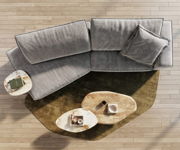 Velká pohovka Snoosh 400x150 cm strukturovaná látka měkká šedá rekamera levá - Image 6