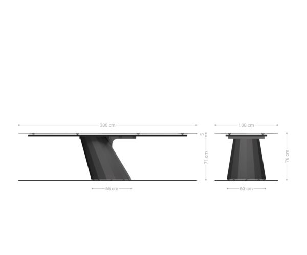 Jídelní stůl Edge 300x100 keramický Minas Melange bílo-béžový parabola kovově zlatý - Image 8