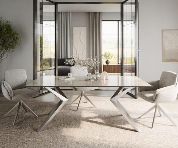 Jídelní stůl Edge 200x100 keramický Laminam® Onice Oro ?Zenthara úhlová nerezová ocel - Image 2