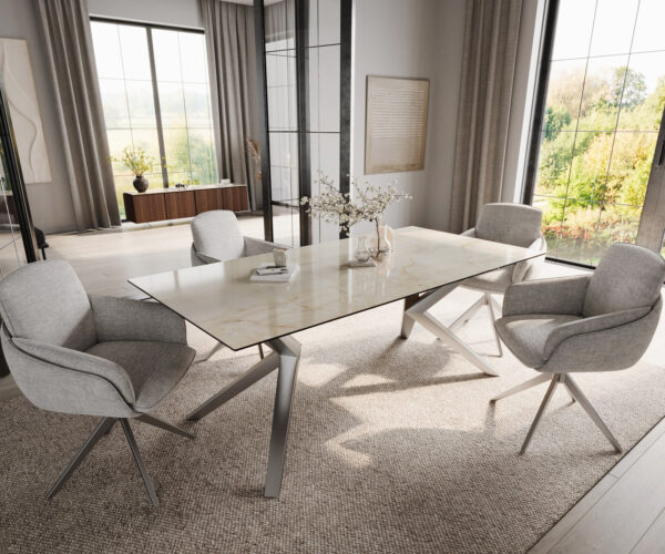 Jídelní stůl Edge 200x100 keramický Laminam® Onice Oro ?Zenthara úhlová nerezová ocel - Image 6