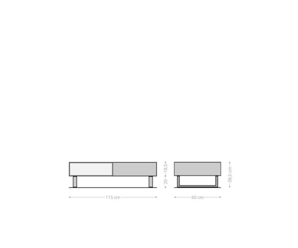 Konferenční stolek New Live-Edge 115x60 cm přírodní akácie 2 zásuvky 1 policový běhoun kartáčovaná nerezová ocel - Image 6