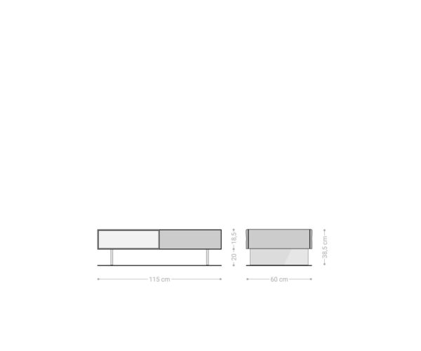 Konferenční stolek New Live-Edge 115x60 cm přírodní akácie 2 zásuvky 1 přihrádka podnož plovoucí kov černá - Image 6