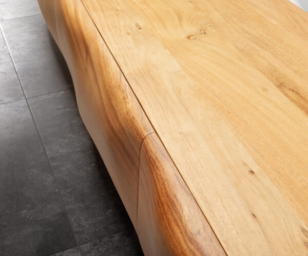 Lowboard New Live-Edge 145 cm přírodní akácie 3 dvířka běhoun kartáčovaná nerezová ocel - Image 6