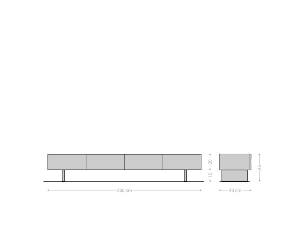 Lowboard New Live-Edge 200 cm přírodní akácie 4 dvířka podstavec plovoucí kov černý - Image 7