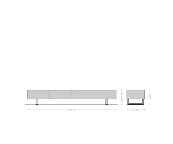 Lowboard New Live-Edge 200 cm přírodní akácie 4 dvířka běhoun kov černý - Image 7