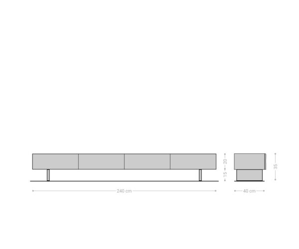 Lowboard New Live-Edge 240 cm přírodní akácie 4 zásuvky skleněný podstavec - Image 7