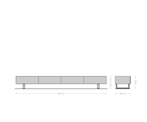 Lowboard New Live-Edge 240 cm přírodní akácie 4 zásuvky běhoun kartáčovaná nerezová ocel - Image 7