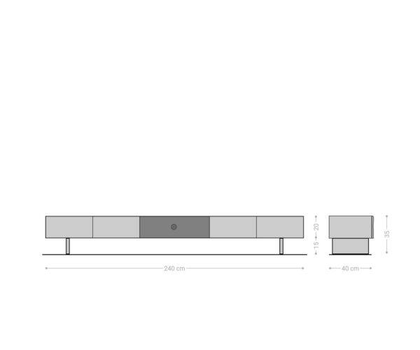 Lowboard New Live-Edge 240 cm přírodní akácie 4 dvířka 1 přihrádka podstavec plovoucí kov černý - Image 7