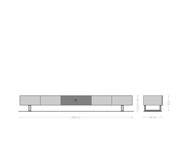 Lowboard New Live-Edge 240 cm přírodní akácie 4 dvířka 1 přihrádka běhoun kov černý - Image 7