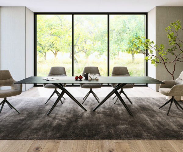 Jídelní stůl Edge 300x100 keramický Laminam®Nero Greco antracit Estelar kulatý kovový černý - Image 2