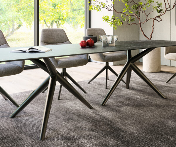 Jídelní stůl Edge 300x100 keramický Laminam®Nero Greco antracit Estelar kulatý kovový černý - Image 7
