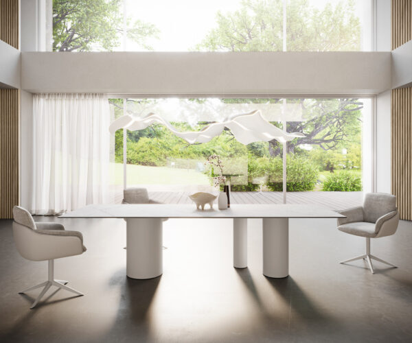 Jídelní stůl Edge 300x100 Keramický Laminam®Statuarietto White Troa Metal White - Image 4