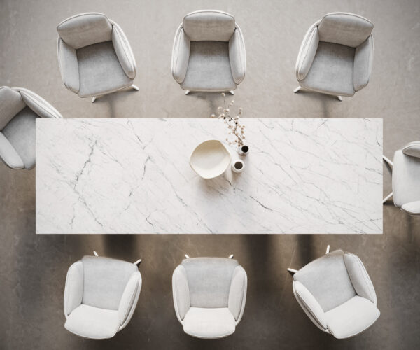 Jídelní stůl Edge 300x100 Keramický Laminam®Statuarietto White Troa Metal White - Image 6