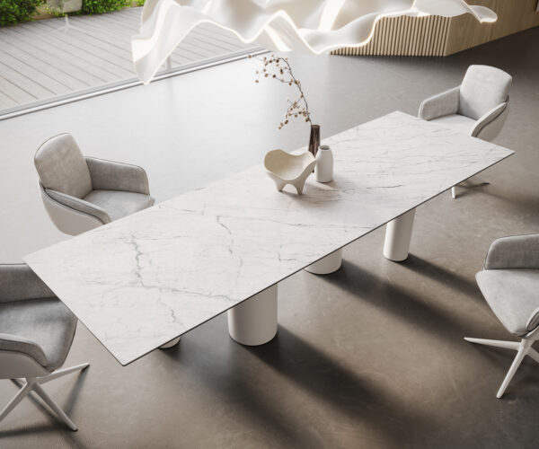 Jídelní stůl Edge 300x100 Keramický Laminam®Statuarietto White Pilier Metal White - Image 2