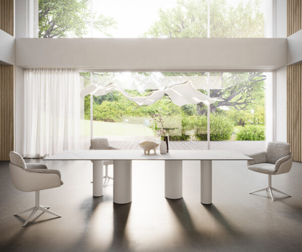 Jídelní stůl Edge 300x100 Keramický Laminam®Statuarietto White Pilier Metal White - Image 4