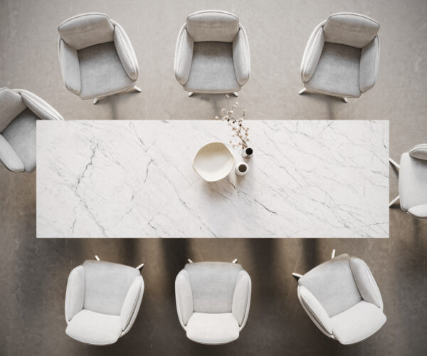 Jídelní stůl Edge 300x100 Keramický Laminam®Statuarietto White Pilier Metal White - Image 6