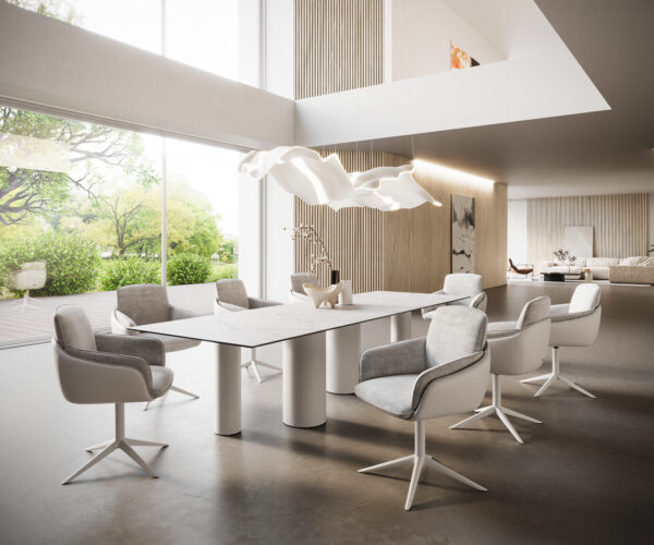 Jídelní stůl Edge 300x100 Keramický Laminam®Statuarietto White Pilier Metal White - Image 7